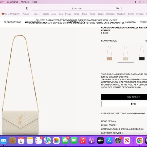 YSL bag - Classic Cassandre in Blanc Vintage - Picture 3 of 3